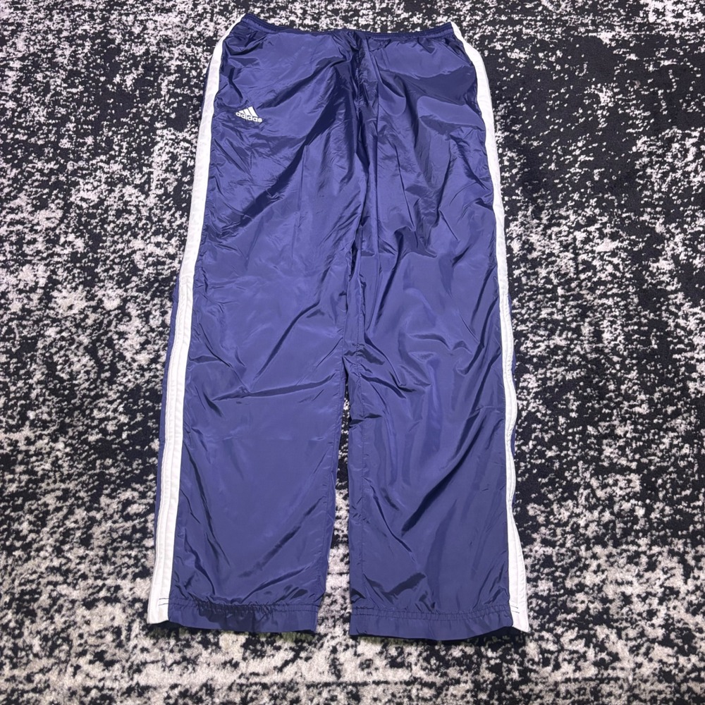 Vintage Adidas Team Y2K Navy Blue Wind Pants Mesh Lined Track Pants Mens Small